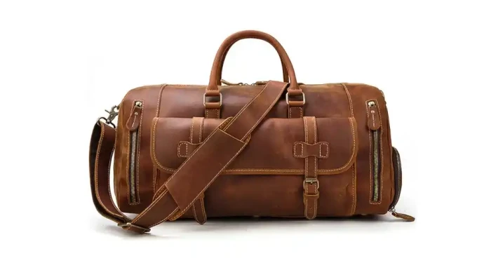 leather small duffle bag